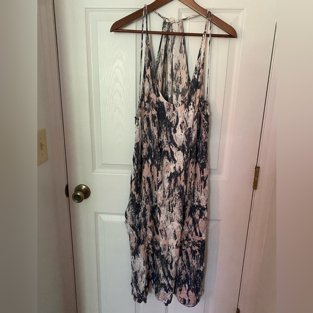 100% Rayon abstract print midi sundress